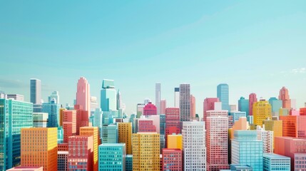Cityscape with colorful geometric buildings  AI generated illustration