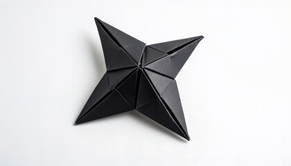 Ninja Shuriken star weapon black paper origami star weapon isolated on white background simple starter craft for kids for weekend entertainment