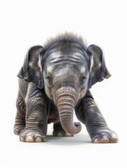 Fototapeta premium Cute beauty playful asian baby elephant. Isolated on white background