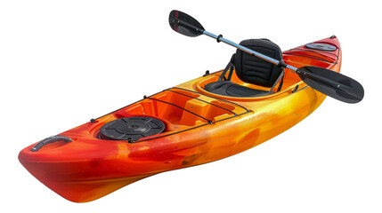 Yellow and red kayak with paddle