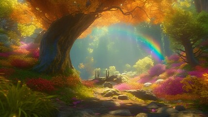 Obraz na płótnie Canvas Rainbow in the magic forest
