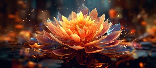 Radiant Lotus in Flames - obrazy, fototapety, plakaty
