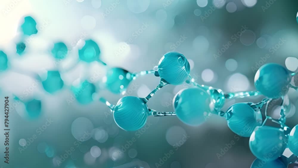 Aufkleber close-up view of blue molecules in a scientific model structure
