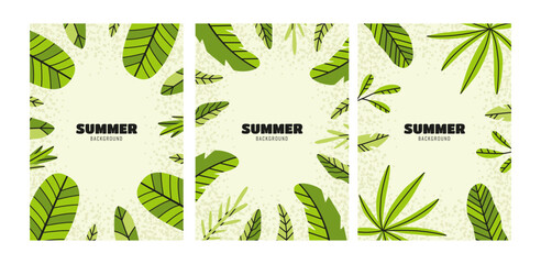 Tropical leaves poster set