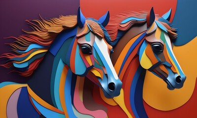 Fototapeta na wymiar wallpaper representing a horse in the pop-art styler. abstract art