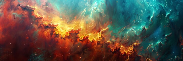 Immerse yourself in an otherworldly dreamscape where psychedelic hues merge with the warmth of fire