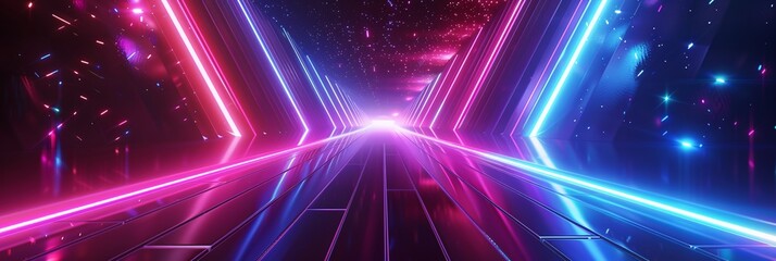 Futuristic and psychedelic background featuring pulsating neon lights and morphing shapes, creating an immersive experience - obrazy, fototapety, plakaty
