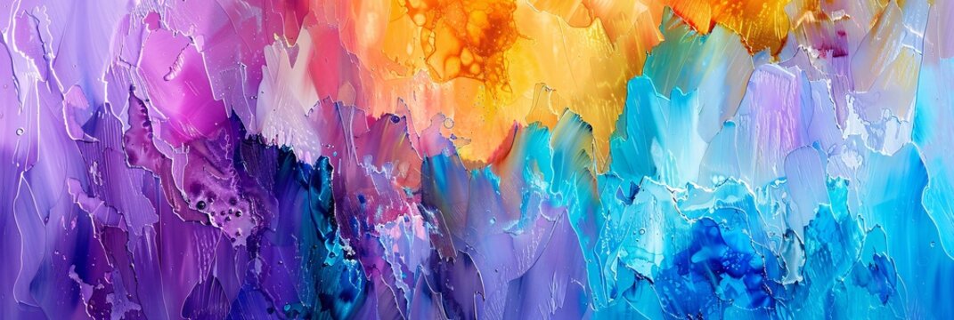 Behold an abstract dreamscape where vibrant colors merge with the tranquility of icy landscapes