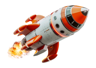 Classic space shuttle with fiery boosters