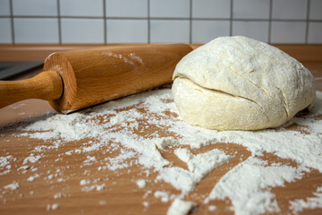 Dough for baking and a flour heart