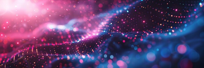 Abstract background with pulsating neon lights and futuristic shapes, invoking a sense of technological advancement