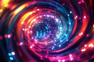 Abstract background filled with neon lights and swirling vortexes