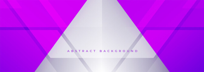 Purple and white modern abstract background with 3d geometric shapes and lines. White and purple pattern on abstract wide banner. Vector illustration