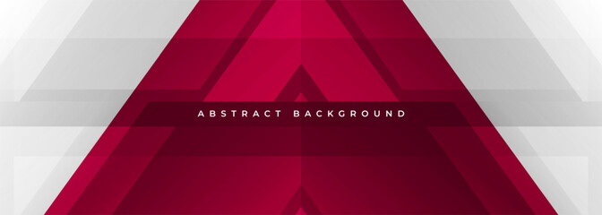 White and red modern abstract wide banner with 3d geometric shapes. Red and white technology abstract background. Vector illustration