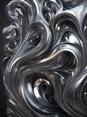Wavy and curvy black and white, dark gray lines abstract industrial concept background.