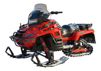 Red and black snowmobile