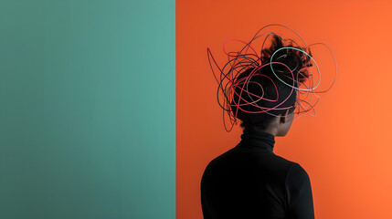 An abstract conceptual image depicting a person in profile with lines emanating from the head, symbolizing thought or creativity.
