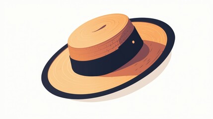 A chic symbol of sun safety this trendy beach hat icon is captured in a sleek black flat style on a clean white background Perfect for enhancing websites web design and mobile apps with sty
