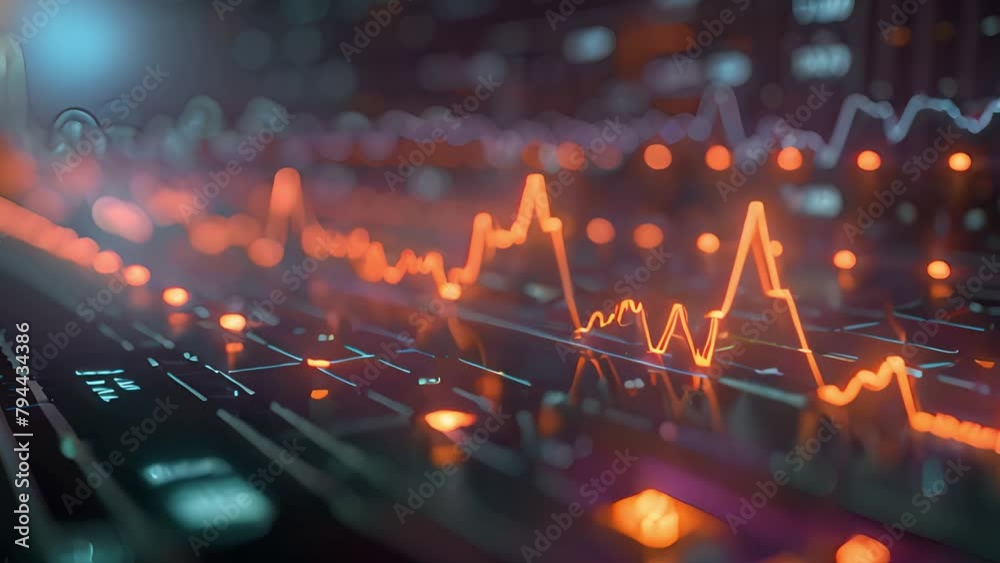 Poster Computer Keyboard Close Up With Line Graph