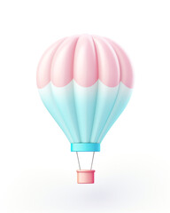Fototapeta premium 3D balloon for flight, children's cartoon style, delicate pastel colors, on a white background сreated with Generative Ai
