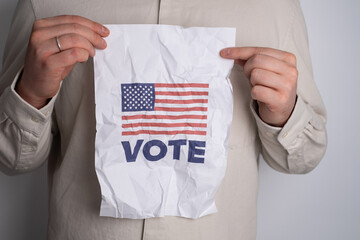 Vote! United States flag. Presidential Election in USA. Vote day in November. US Election....