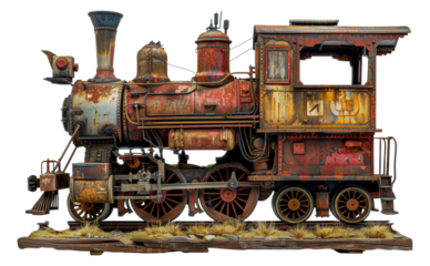 Rustic vintage train engine