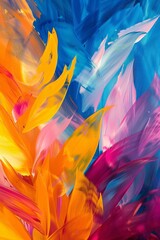 Behold an abstract dreamscape where vibrant colors merge with the hypnotic dance of flames