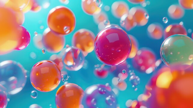 3d rendering, colorful abstract floating spheres . generative AI image