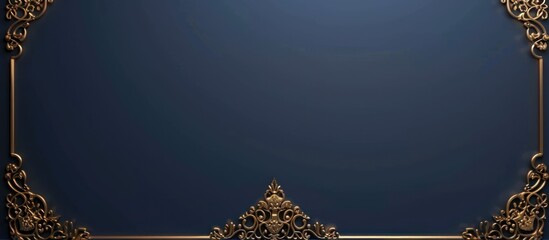 Islamic arabic Ornament Border gold color for Ramadan Kareem and Eid Fitr on dark blue Background.