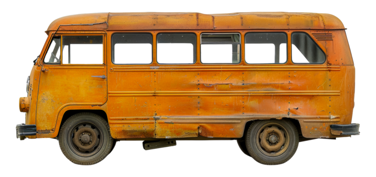 Vintage orange bus side view