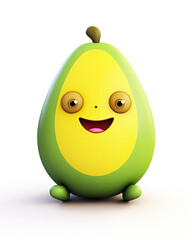 Fototapeta premium 3D avocado, childish cartoon style, soft pastel colors, on a white background сreated with Generative Ai