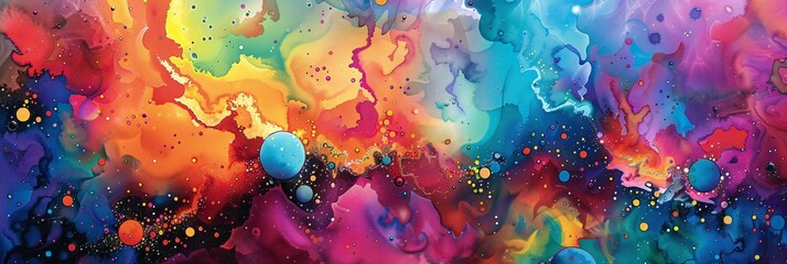 Lose yourself in an enchanting dreamscape where abstract shapes merge with the vibrant hues of the rainbow