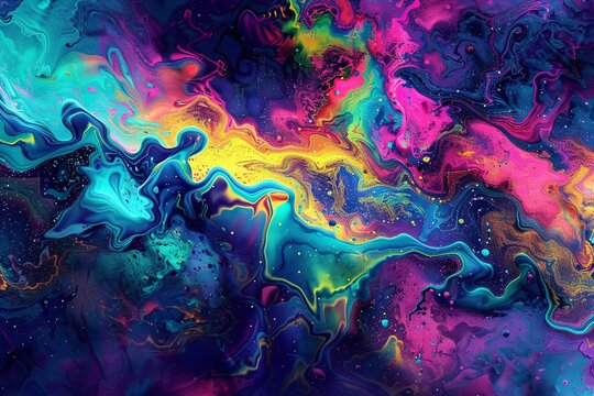 Lose yourself in a surreal dreamscape where abstract patterns flicker with the colors of the rainbow