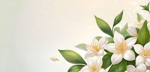 empty space, soft background, jasmine Flowers, illustration