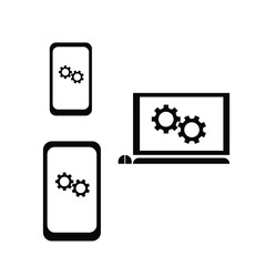 set of icons of computer gear