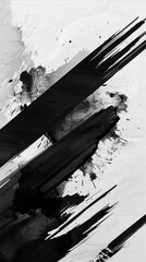 Minimalist black and white ink strokes on a textured paper background or wallpaper