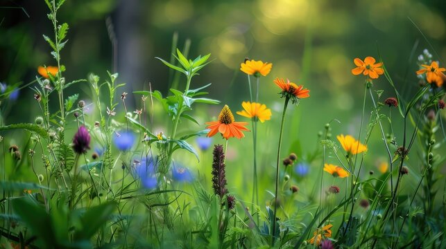 Vibrant blossoms flourish in the meadow