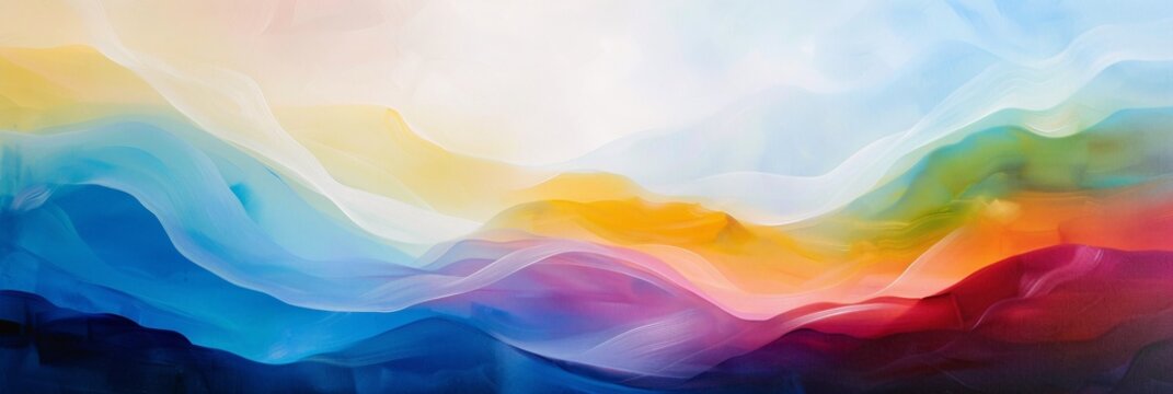 Embark on an ethereal journey through a surreal dreamscape where abstract shapes merge with the vibrant hues of the rainbow