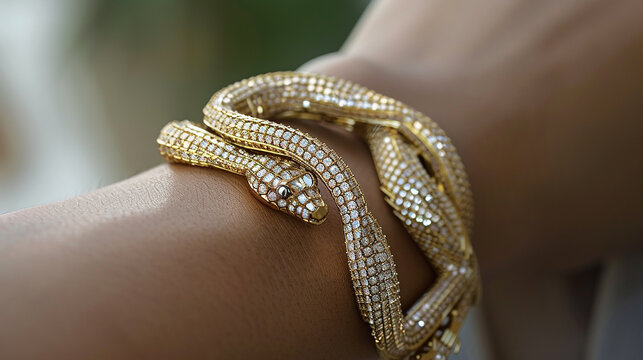 
Pulseira Cobra de luxo no bra&ccedil;o da mulher