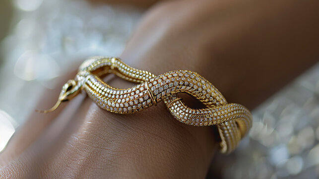 
Pulseira Cobra de luxo no bra&ccedil;o da mulher
