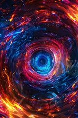 Dynamic abstract background with neon hues and swirling shapes, creating a hypnotic visual spectacle