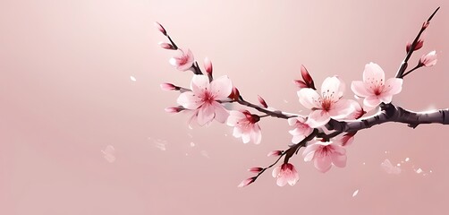empty space, soft background, Cherry Blossom Flowers, illustration