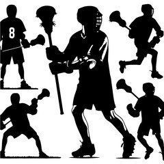 Male Lacrosse Player Silhouette	 - obrazy, fototapety, plakaty