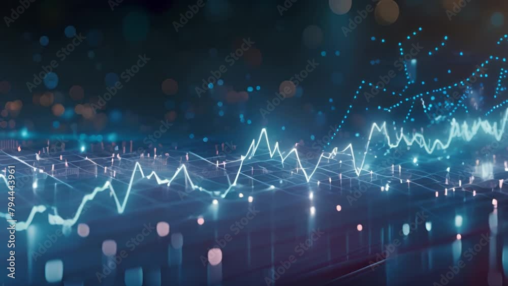 Aufkleber abstract blue background with line graph