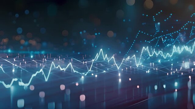 Abstract Blue Background With Line Graph