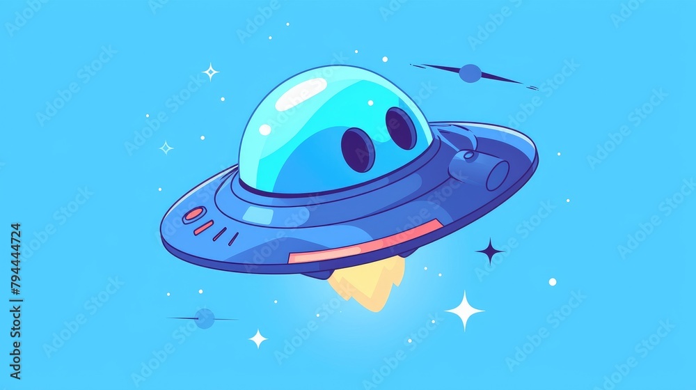 Poster The UFO icon depicts an alien spacecraft in a sleek 2d outline style