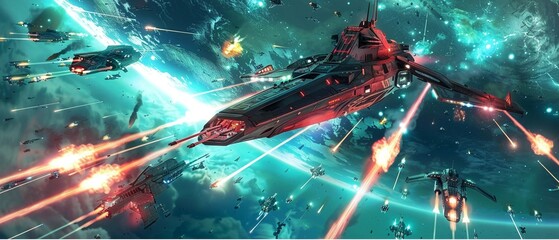 Dive headfirst into futuristic warfare, where battleships clash and laser cannons blaze in a CG landscape crafted for epic battles