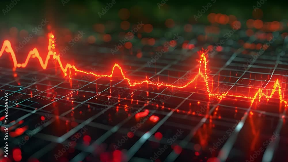 Aufkleber Pulsating Heartbeat Simulation on Digital Graph Display
