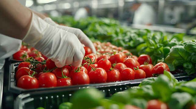 Cropped photo of an employee conducting the fresh produce quality control at the production site