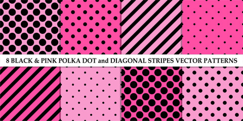 seamless patterns with polka dot and diagonal stripes patterns for textile paper creative art decor design 